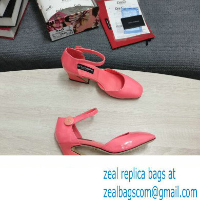 Dolce  &  Gabbana Heel 6.5cm/10.5cm Patent leather Mary Janes Pink with Geometric Heel 2022